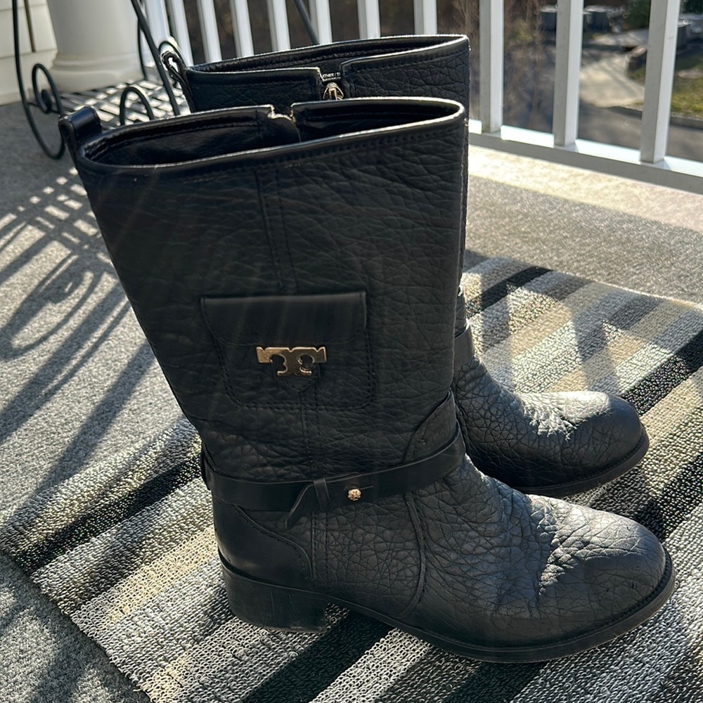 Tory Burch pebbled leather boots